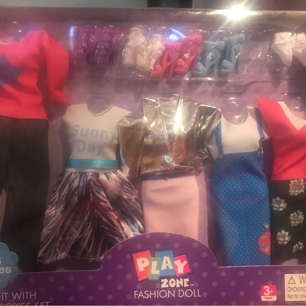 Fashion Doll Clothing Set - Red, Blue, Gold